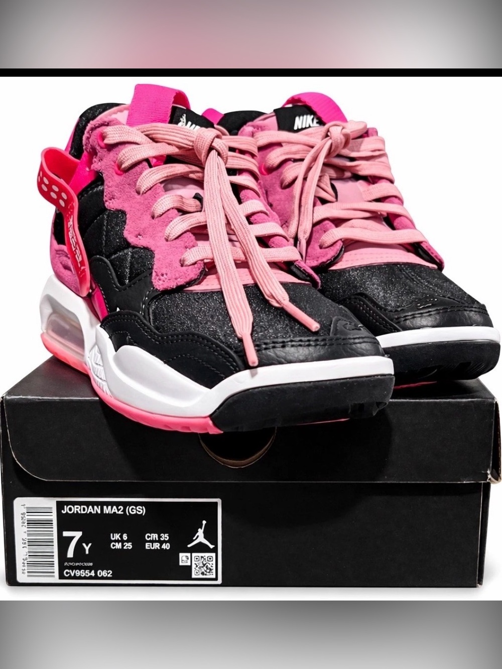 Jordan MA2 GS 'Black Pinksicle' size 7Y=8.5 women’s NEW w/ BOX retail $140